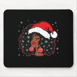 Black African Girl American Melanin Christmas Sant Mouse Pad