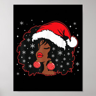 Black African Girl American Melanin Christmas Sant Poster