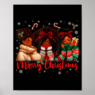 Black African Girl American Melanin Christmas Sant Poster