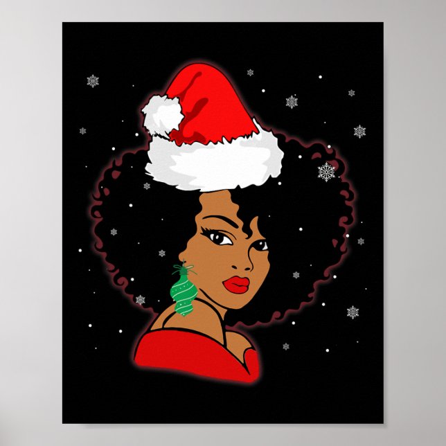 Black African Girl American Melanin Christmas Sant Poster (Front)