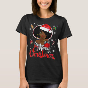 Black African Girl American Melanin Christmas Sant T-Shirt
