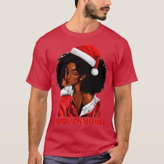 Black African Girl American Melanin Christmas Sant T-Shirt