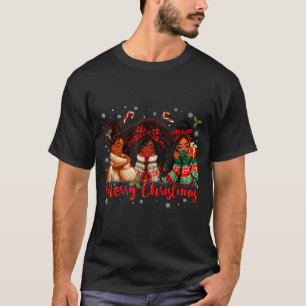 Black African Girl American Melanin Christmas Sant T-Shirt