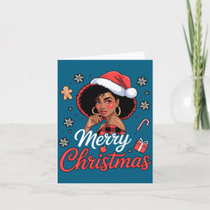 Black African Girl American Merry Christmas Santa  Card