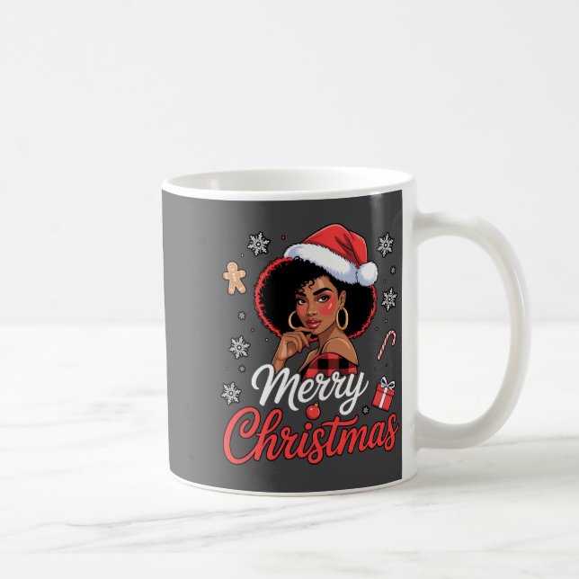 Black African Girl American Merry Christmas Santa  Coffee Mug (Right)