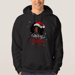 Black African Girl American Santa Christmas Melani Hoodie