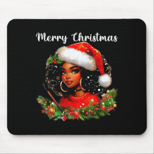 Black African Girl Funny Christmas American Melani Mouse Pad