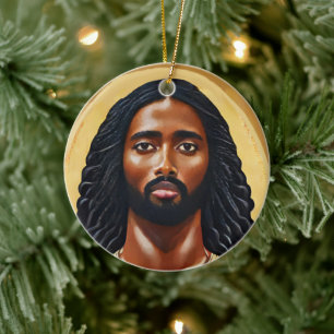 Black African Jesus Christ Religious Art Ceramic Ornament