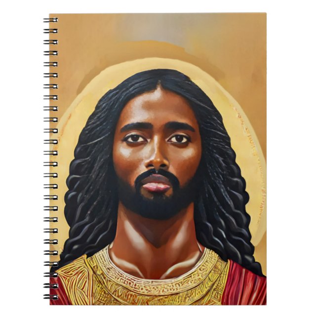 Black African Jesus Christ Religious Art Notebook (Front)