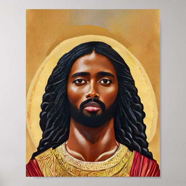 Black African Jesus Christ Religious Art Poster (Front)