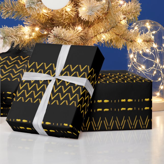 Black African Pattern Mix Wrapping Paper (Holidays)