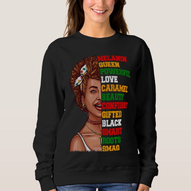 Black African Queen Words Girl Afro Natural Hair M Sweatshirt (Front)