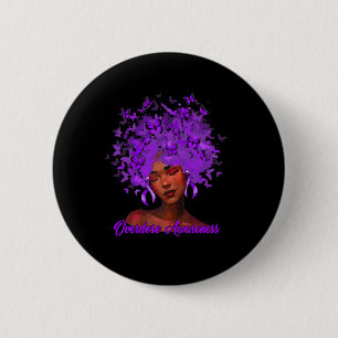 Black African Woman Afro Purple Ribbon Overdose Aw 6 Cm Round Badge