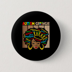 Black Afro African American Autism Grangie Awarene 6 Cm Round Badge