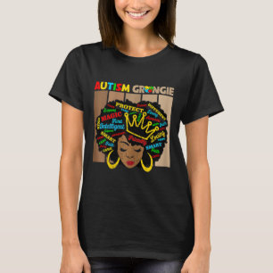 Black Afro African American Autism Grangie Awarene T-Shirt