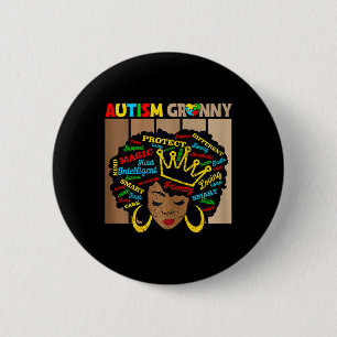 Black Afro African American Autism Granny Awarenes 6 Cm Round Badge