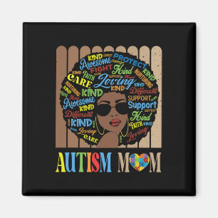 Black Afro African American Autism Mum Awareness M Magnet