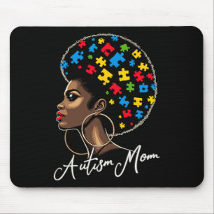 Black Afro American Autism Awareness Mum Mouse Pad