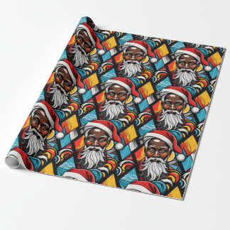Black Afro American Santa Claus Urban Graffiti Wrapping Paper