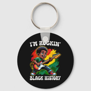 Black Afro Boy I'm Rockin' Black History Month Gui Key Ring