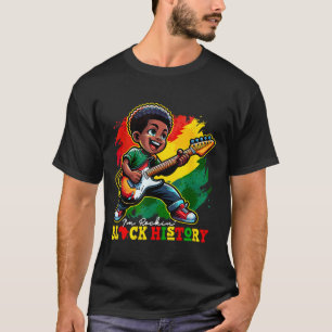 Black Afro Boy I'm Rockin Black History Month Guit T-Shirt