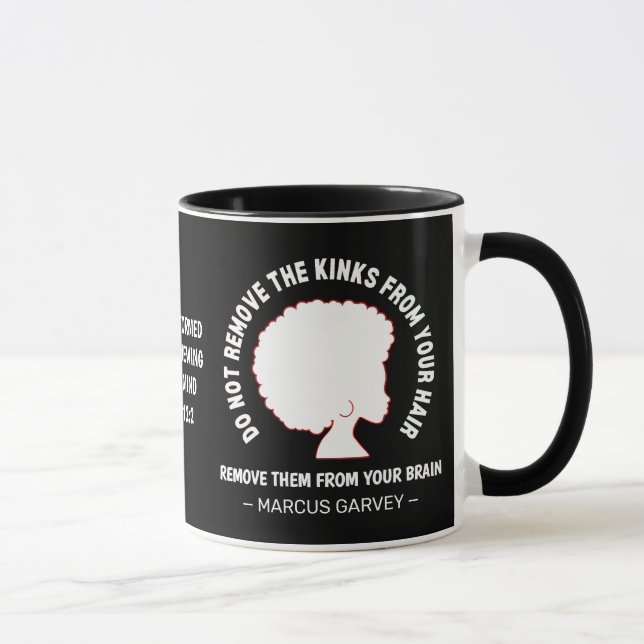 BLACK AFRO HAIR Inspirational Marcus Garvey Quote Mug (Right)