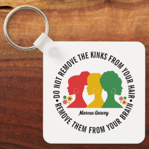 BLACK AFRO HAIR Inspirational Quote Key Ring