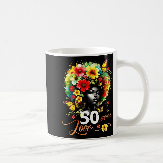 Black Afro Queen 50 Years Love 50th Birthday Butte Coffee Mug (Right)
