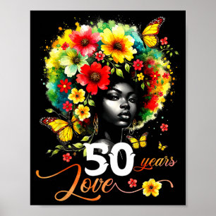 Black Afro Queen 50 Years Love 50th Birthday Butte Poster