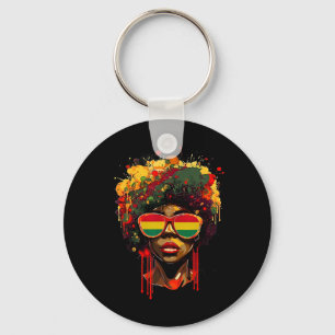 Black Afro Queen Melanin Dripping African Womens J Key Ring