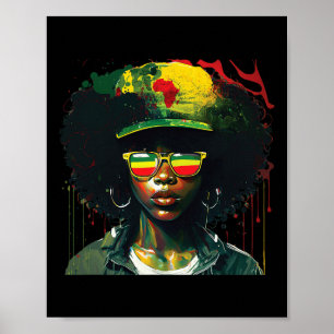 Black Afro Queen Melanin Dripping African Womens J Poster