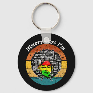 Black Afro Woman Melanin Girl Black History Month Key Ring