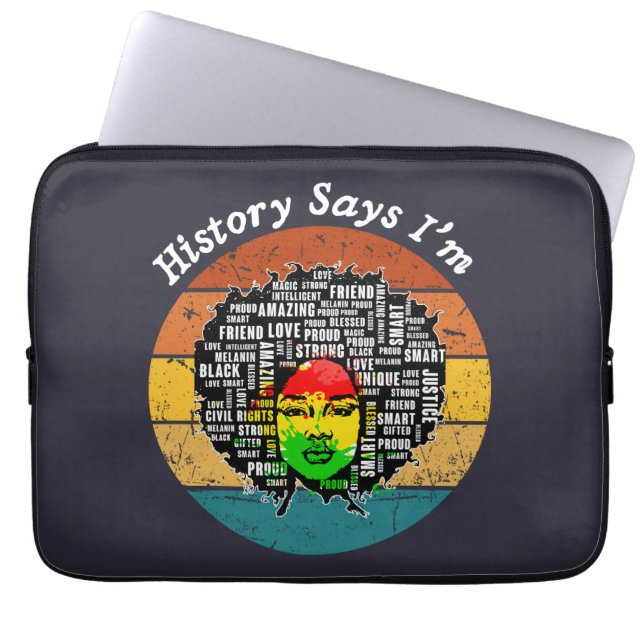 Black Afro Woman Melanin Girl Black History Month Laptop Sleeve (Front)