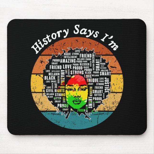 Black Afro Woman Melanin Girl Black History Month Mouse Pad (Front)