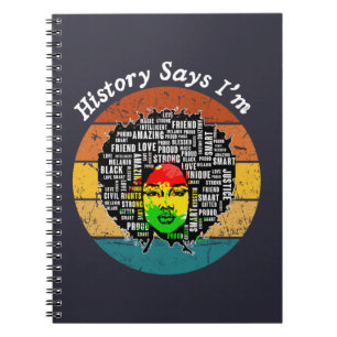 Black Afro Woman Melanin Girl Black History Month Notebook