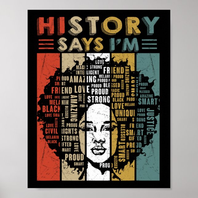 Black Afro Woman Melanin Girl Black History Month  Poster (Front)