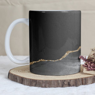 Black Agate Gold Glitter Coffee Mug