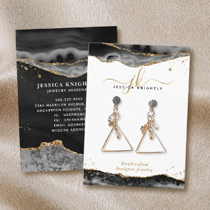 Black Agate Gold Glitter Jewellery Display Business Card