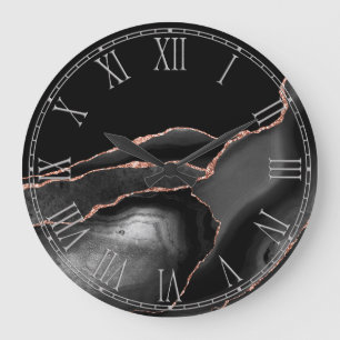 Black Agate Home Decor Large Clock