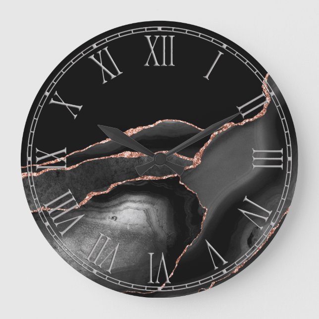 Black Agate Home Decor Large Clock (Front)