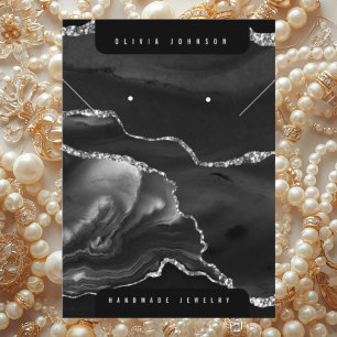 Black Agate Marble Jewellery Display Card