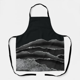 BLACK AGATE SILVER GLITTER GLAM APRON