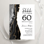 Black Agate White Gold Surprise 60th Birthday Invitation<br><div class="desc">Black,  white and gold agate surprise 60th birthday party invitation. Elegant modern design featuring watercolor agate marble geode background,  faux glitter gold and typography script font. Trendy invite card perfect for a stylish women's bday celebration. Printed Zazzle invitations or instant download digital printable template.</div>