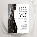 Black Agate White Gold Surprise 70th Birthday Invitation<br><div class="desc">Black,  white and gold agate surprise 70th birthday party invitation. Elegant modern design featuring watercolor agate marble geode background,  faux glitter gold and typography script font. Trendy invite card perfect for a stylish women's bday celebration. Printed Zazzle invitations or instant download digital printable template.</div>