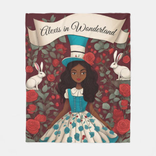 Black Alice in Wonderland Fleece Blanket