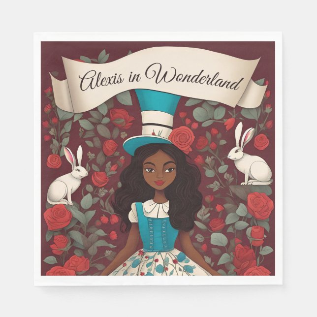 Black Alice in Wonderland Napkin (Front)
