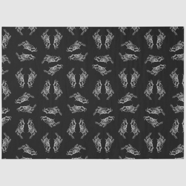 Black Alice in Wonderland White Rabbit Art Pattern Tissue Paper (Front)