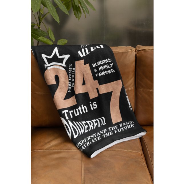 Black All Day 24/7 Slogan Graphic Sherpa Blanket (Creator Uploaded)