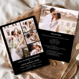 Black All In One Minimalist Photo Wedding Invitation