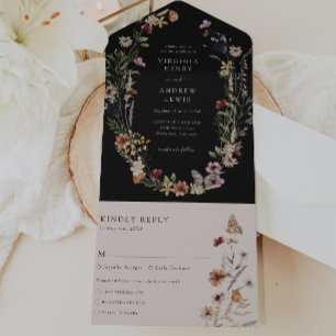 Black All in One Wedding Invite
